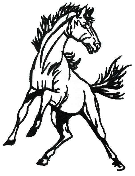 mustang horse clipart black and white